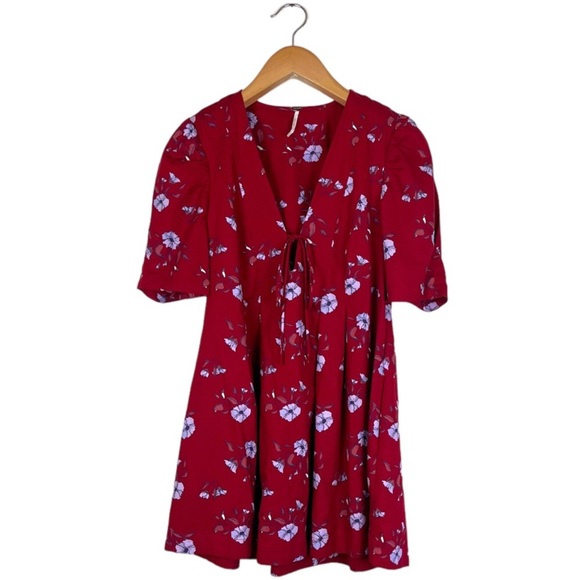Free People Dresses & Skirts - Free People Adelle Floral Printed Tunic Mini Dress Red Size Medium